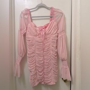 Sugar Thrillz Ruched Bodycon Long Sleeve Dress